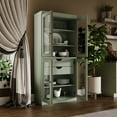 thumbnail image 5 of Palace Imports 100% Solid Wood Kitchen Pantry Storage Cabinet with Glass Doors, Adjustable Shelves and 2-Drawers, Sage, 5 of 7