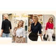 thumbnail image 5 of MOYIKO Womens Button Down Shirts 3/4 Sleeve Basic Business Dress Shirts Collared Work Office Fitted Blouses Tops, 5 of 7