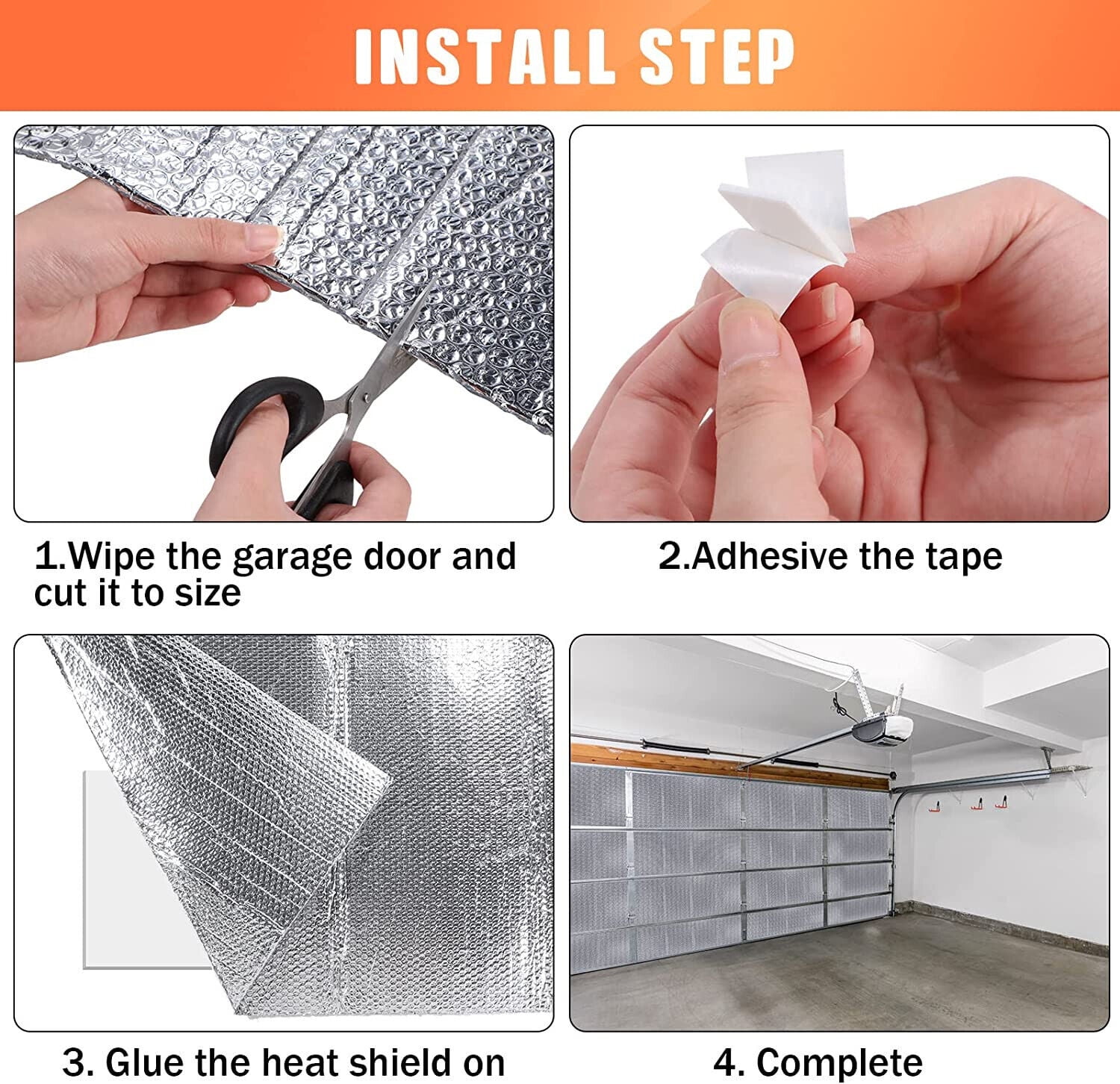 Garage Door Insulation Kit 6 PRE-CUT PCS: REFLECTIVE FOAM Panels 24x48" SHEETS