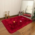 thumbnail image 7 of Junovo Luxury Fluffy Area Rugs Areary Rug for Bedroom Shaggy Rugs Area Carpet for Living Room Bedroom Room,3'x5',Red, 7 of 7