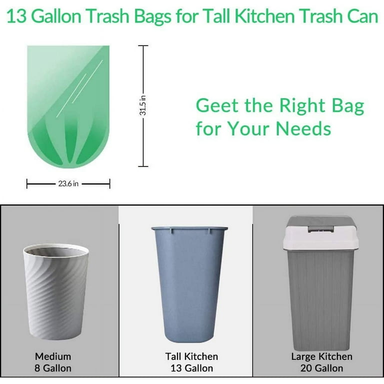 13 Gallon Trash Bag 75 Counts, 13 Gal Biodegradable Tall Kitchen Trash Bags  , Unscented,Size Expanded For Home,Office Kitchen Trash Can 