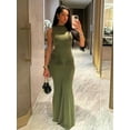 thumbnail image 2 of Weird Puss Elegant Women Dress 2025 Summer Fashion Simple Solid Sleeveless Cinched Waist Maxi Bodycon Streetwear Soft Vestidos, 2 of 9