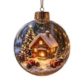 thumbnail image 2 of Clear Acrylic Christmas Snow Globe Ornament, 2D House Scene Ball Pendant for Holiday Tree Decor., 2 of 7