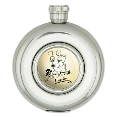 

I Love My Jack Russell Terrier Round Stainless Steel 5oz Hip Drink Flask