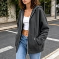 thumbnail image 6 of Women's Full Zip Hoodie Drop Shoulder Long Sleeve Oversized Sweatshirt with Pockets Casual Outerwear, 6 of 8