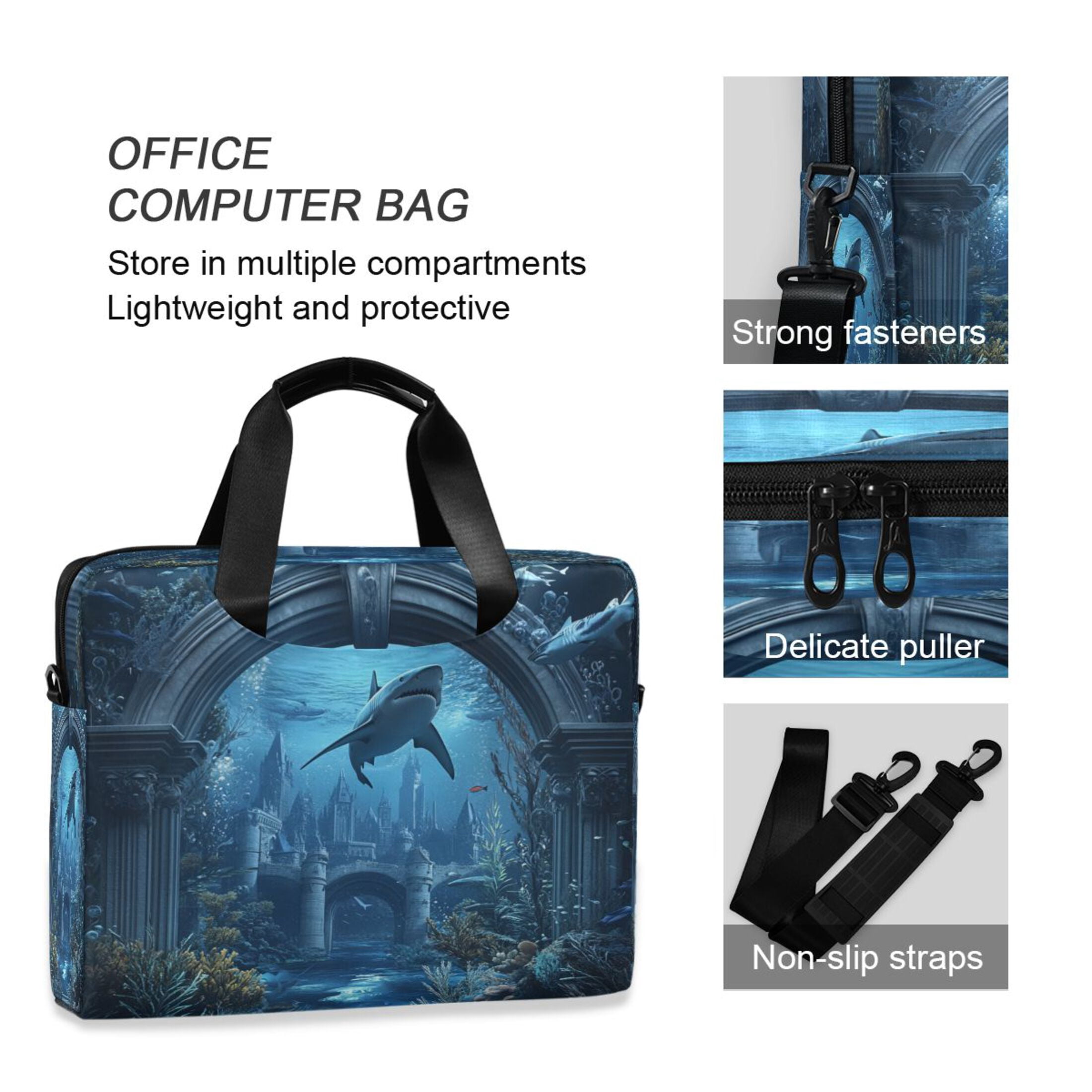 16" Laptop Tote Bag Laptop Sleeve Case Computer Briefcase for Work & Travel Undersea Fantasy World
