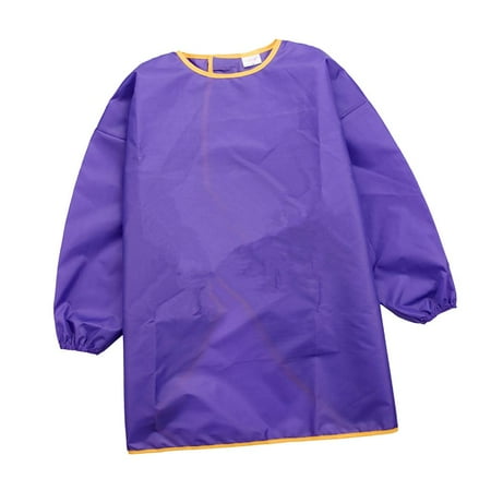 Kids Waterproof Apron Painting Drawing Eating Smock Bib Purple_S