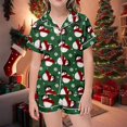 thumbnail image 2 of GBSYEWXS Christmas Holiday Party Size 6-7 Years Short Sleeve Daily Wear Shirts Shorts Cartoon Print Lapel Neck Green Outfits Sets, 2 of 4