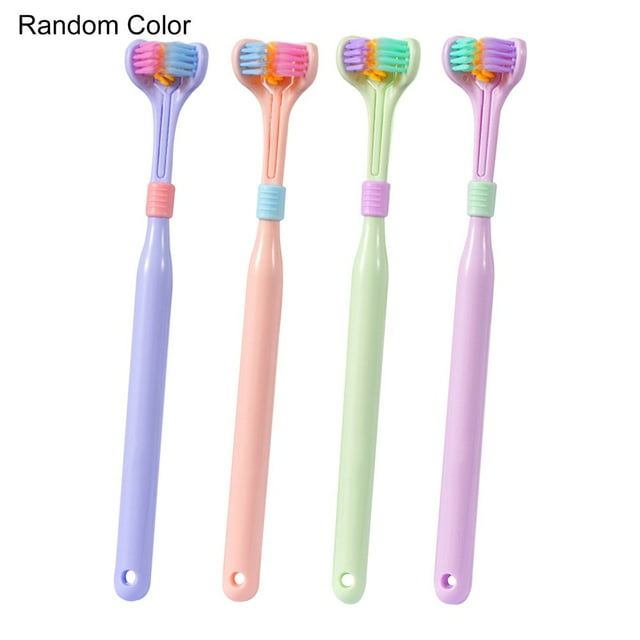 LNGOOR Innovative Toothbrush Easy Use Random Color Three Sided Efficient Oral Care Brush for Home
