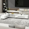 thumbnail image 6 of OXYLIFE 95"-136.2" Deformable TV Stand with Drawers, Entertainment Center for Living Room, White, 6 of 6