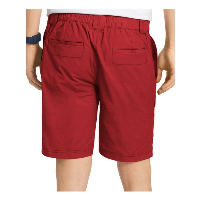 IZOD Mens Surfcaster Frontal Casual Cargo Shorts Red 30