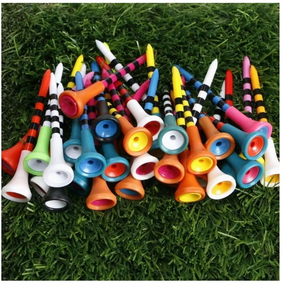 Unbreakable Plastic Golf Tees with Lines Design Colorful 30Pack, 3 1/4 2 3/4 Inch Consistent Tee for Serious Performance, Ideal for Men Women Golfing