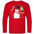 thumbnail image 3 of Inktastic Top Hat Snowman with Christmas Tree and Candy Cane Long Sleeve Youth T-Shirt, 3 of 5