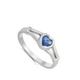 thumbnail image 4 of CHOOSE YOUR COLOR Blue Simulated Sapphire Heart Promise Ring .925 Sterling Silver Band CZ Female Size 1, 4 of 4