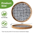 thumbnail image 2 of Round Rattan Serving Tray with Mother of Pearl Inlay, Natural Wicker Decorative Tray, 12Inch Table Decor & Food Display Tray, 2 of 3