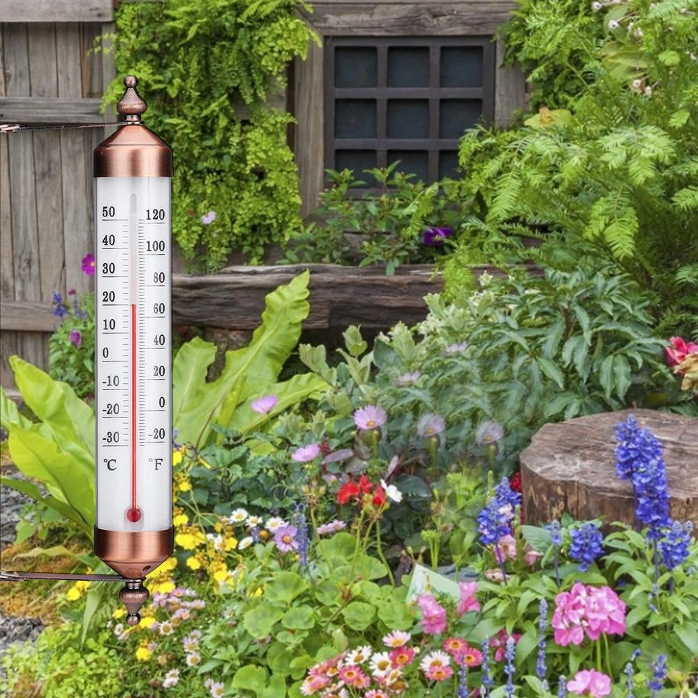 Outside Thermometer with Bronze Effect Design - Stylish Outdoor Thermometer  Suitable for Outside Wall Greenhouse Garage