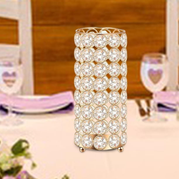 Florero cilíndrico Macarena dorado 8 x 20 cm soporte decorativo