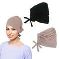 thumbnail image 4 of Guardurnaity 2x gorro interior Hijab fácil de limpiar y ajustable para actividades al aire libre capó de pañuelo islámico Sombreros Negro+caqui claro, 4 of 6