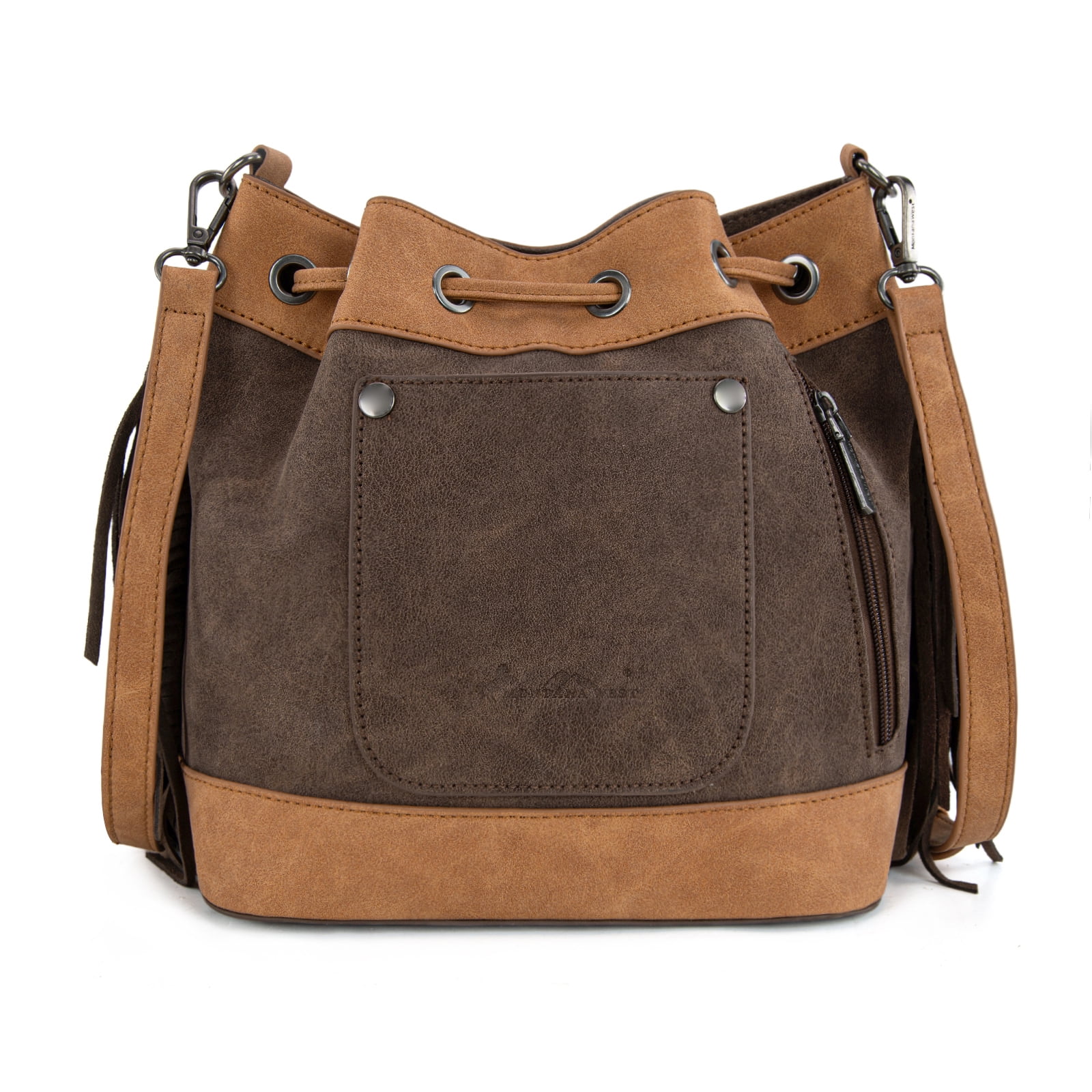 Montana West Aztec Bucket Bags for Women Western Fringe Crossbody Bag Vintage Drawstring, Brown
