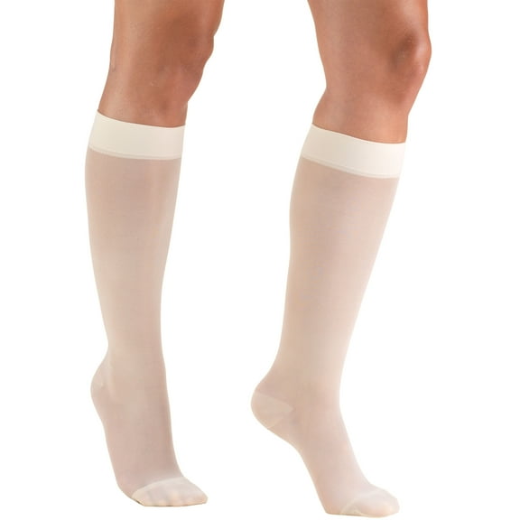 Women's Stockings, Knee High, Sheer: 15-20 mmHg, Ivory, Medium