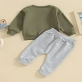 thumbnail image 3 of Baby Boys Pants Set  Long Sleeve Crew Neck Letters Print Sweatshirt with Elastic Waist Sweatpants Infant Clothes, 3 of 8