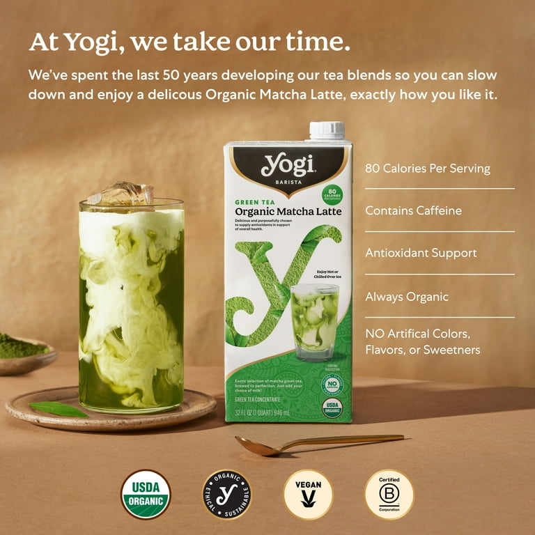 Yogi Barista Green Tea Organic Matcha Latte, Tea Concentrate, 32