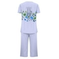 thumbnail image 4 of Aqestyerly Ensemble de Pyjama, Ensemble de Pyjama Décontracté pour Femmes avec Blouse à Manches Courtes et Col Rond et Pantalon Confortable Bleu Ciel (TTTG), 4 of 5