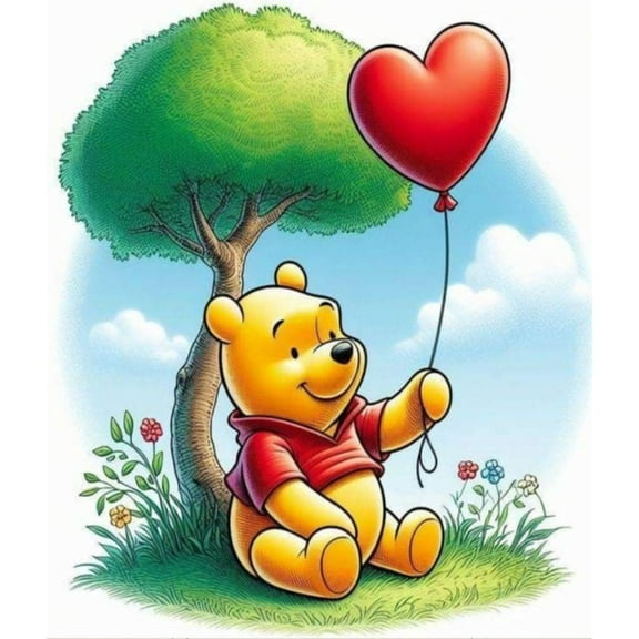 Pooh Bear DIY 5D Diamond Painting Kits for Adults Balloon Full Round Drill (12x16 inch) Diamond Crystal Gem Arts Painting Craft for Home Wall Decor