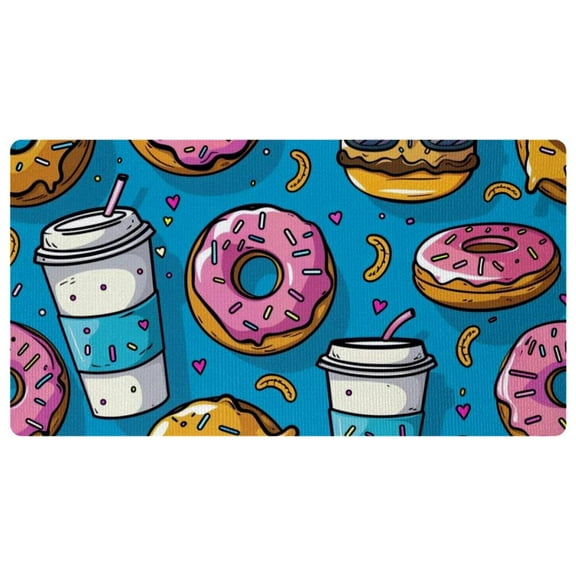 DragonBtu Kitchen Mat Cushioned Anti Fatigue Rug Cartoon Donut Coffee Face Pattern 15.7"x29.5" Waterproof, Non Slip, Comfort Desk/Floor Mats for House Sink