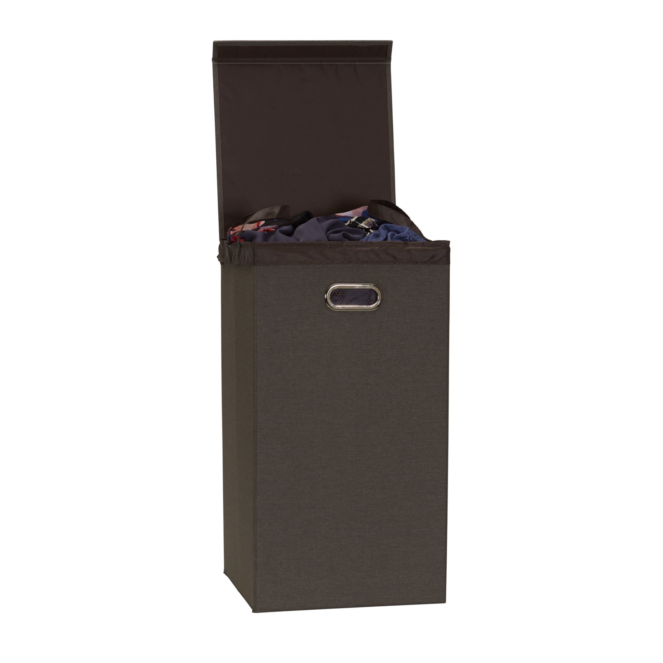 Household Essentials Laundry Hamper with Lid, Sturdy Polyester Sides with Attached Magnetic Lid, Removable Mesh Liner, Attractive Grommet Handles, Easily Transportable and Folds Flat, Cobblestone