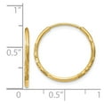 thumbnail image 3 of Real 14kt Yellow Gold 1.25mm Diamond-cut Endless Hoop Earring; for Adults and Teens; for Women and Men, 3 of 3