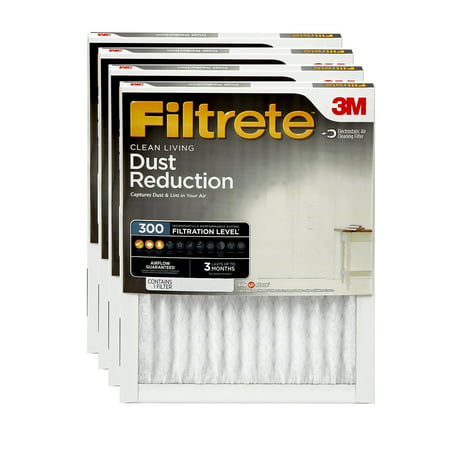 Filtrete 20x20x1, Clean Living Dust Reduction HVAC Furnace Air Filter, 300 MPR, Pack of 4 (Best Air Filter For Home Furnace)