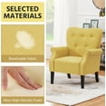 thumbnail image 3 of CZMJY Modern Armchair, Mid Century Accent Sofa Chair with Sturdy Wood Legs and High Back, Upholstered Fabric Sofa Club Chair for Living Room/Bedroom/Office, Yellow, 3 of 10