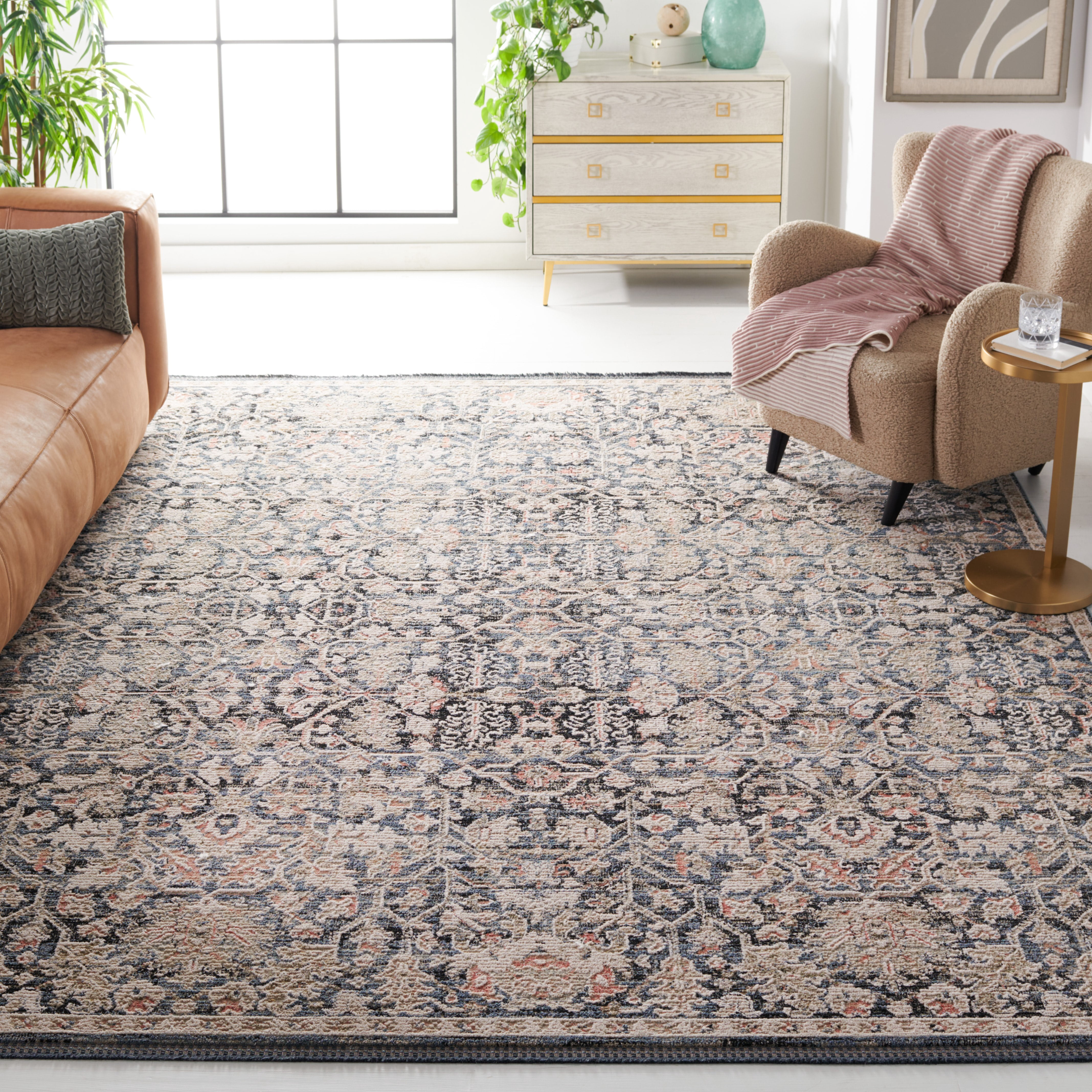SAFAVIEH Vivaldi Jules Abstract Area Rug, Blue/Ivory, 6'7" x 6'7" Square