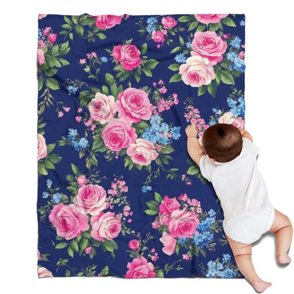 Pioneer Flower Floral Print Pattern Blanket,Comfortable Soft Lamb Wool Throw Blanket,All Season,Warm Lightweight Blankets for Sofa Bed Couch Living Room Chair,30"x40"