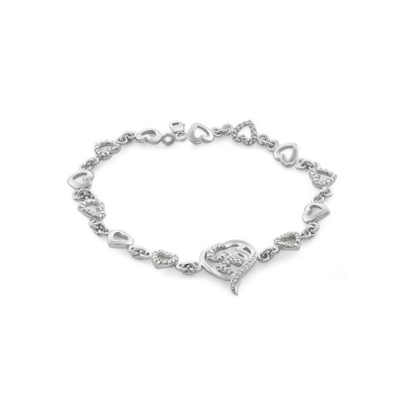 JewelersClub White Diamond Accent Sterling Silver Mom Heart Bracelet