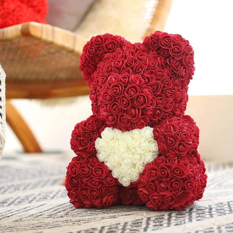 10 Inch 15 7inch Led Rose Bear Hand Made Rose Teddy Bear Flower Bear With Clear Gift Box Gift For Mothers Day Valentines Day Birthday Walmart Com Walmart Com