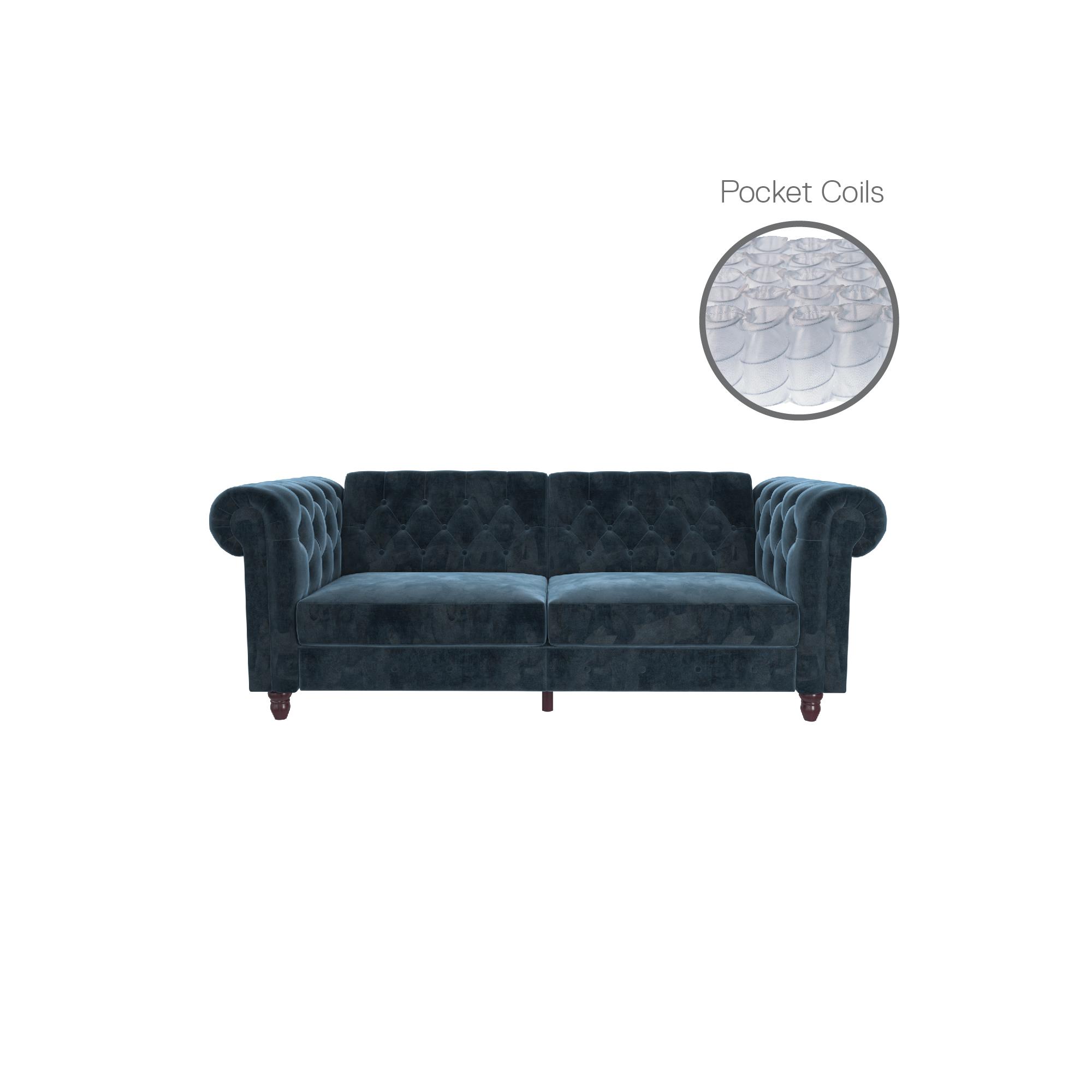 DHP Felix Chesterfield Coil Sofa Futon, Blue Velvet