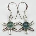 thumbnail image 2 of SilverStarJewel Genuine Cabochon Apatite Gems Jewelry, 925 Solid Silver Charming Earrings 3.0 CM, 2 of 3