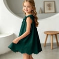 thumbnail image 6 of Ulanda Girls Sleeveless Bowknot Dress Scalloped Hem Casual Dresses 2026 Fashion Summer Twirl Dress for Toddler Kids (Dark Green, 18-24 Months), 6 of 7