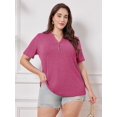 thumbnail image 3 of Camiseta Chulianyouhuo talla grande con cuello en V y manga corta para mujer, 3 of 5
