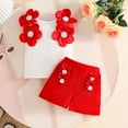 thumbnail image 5 of JAJAHO Baby Girls Clothes 2 Piece Outfits Summer Toddler Sleeveless Floral Appliques Tank Tops And Shorts Set Cozy Outfit, 5 of 9
