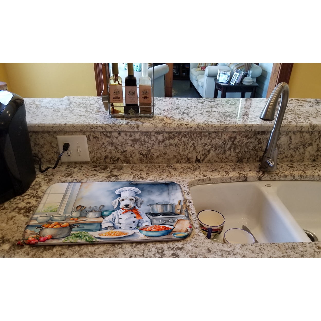 Bedlington Terrier The Chef Dish Drying Mat
