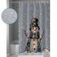 thumbnail image 4 of Christmas Cartoon Shower Curtain, 66" x 72", Snowman with Snowflakes Blue Waterproof Bathroom Curtain Washable Shower Curtain Set with 12 Hooks, 4 of 6