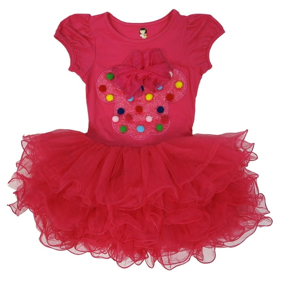 Wenchoice Hot Pink & Rainbow Minnie Bow Dress Girls L(5-6Y)