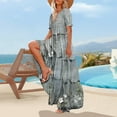thumbnail image 5 of Taylonsss Womens Casual Tiered Dress with Ruffled Hem Flowy Short Sleeve Round Neck Everyday Outfit, 5 of 7