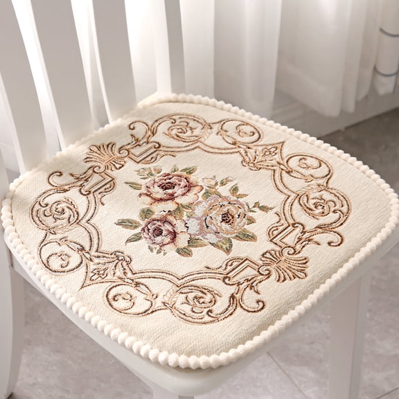 Xiao Hua Farmhouse Style U-Shaped Dining Chair Cushion - 4-Piece Set, Vintage Floral Cushion, Hidden Zipper, Kitchen And Office Chair Cushion, 16.93 * 16.54 Inches, Beige-A04