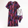 thumbnail image 4 of Bikini ajustado con estampado de hojas y flores para mujer, traje de baño cómodo de una pieza con agujeros para mujer OAVQHLG3B Store  lin121212, 4 of 4