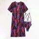 thumbnail image 4 of Bikini ajustado con estampado de hojas y flores para mujer, traje de baño cómodo de una pieza con agujeros para mujer OAVQHLG3B Store lin121212, 4 of 4
