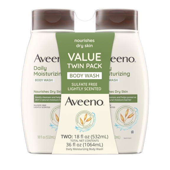 Aveeno Daily Moisturizing Body Wash, 18 Fl oz (2 Pack)